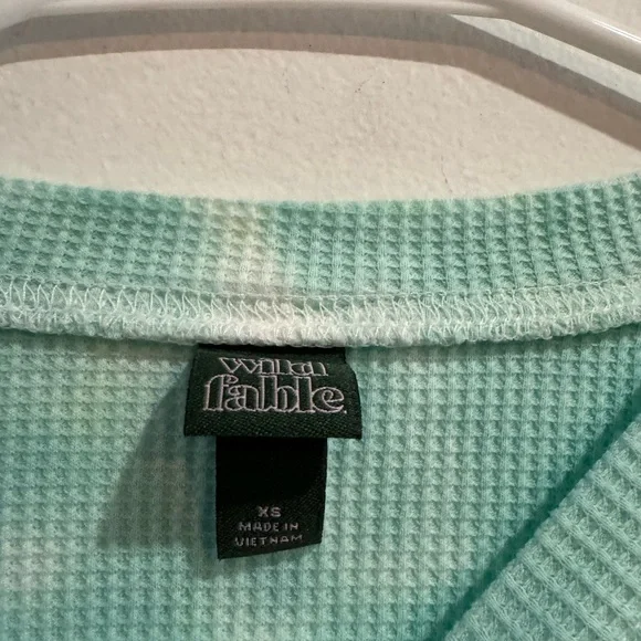 Wild Fable Tie Dye Cropped Thermal Long Sleeve Top XS Blue Green - Picture 5 of 5